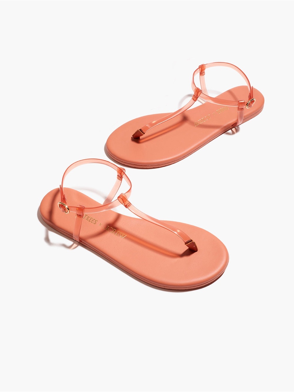 TKEES x J Crew Collab NWT Jelly Sandals Size 7 Limited-Edition in Coral w/DustBa